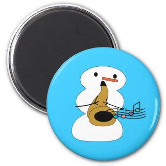 Sax with Snowman Magnet