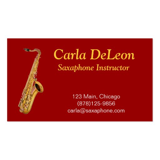 Saxaphone Business Card (front side)