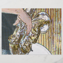 saxofón posterized del jugador de saxofón de oro tarjetas publicitarias