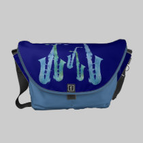 Saxofones azules eléctricos bolsas messenger