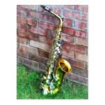 Saxophone Against Brick Post Cards