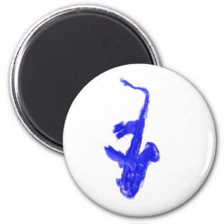 Saxophone and hands, blue version magnet