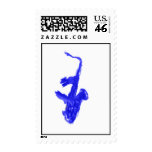Saxophone and hands, blue version postage