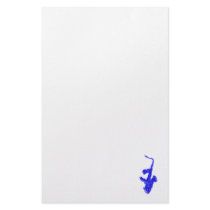 Saxophone and hands, blue version personalized stationery