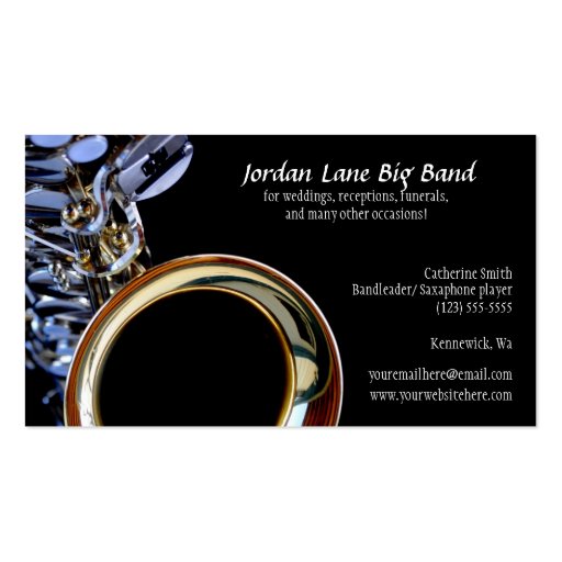 Saxophone Big Band Profile Business Card (front side)