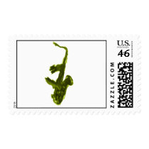 Saxophone design, green version stamp