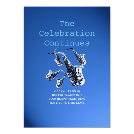 Saxophone Music Blue Bar Mitzvah Cards