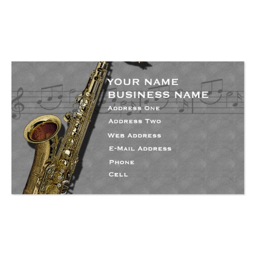 Saxophone - Music Business Card (front side)