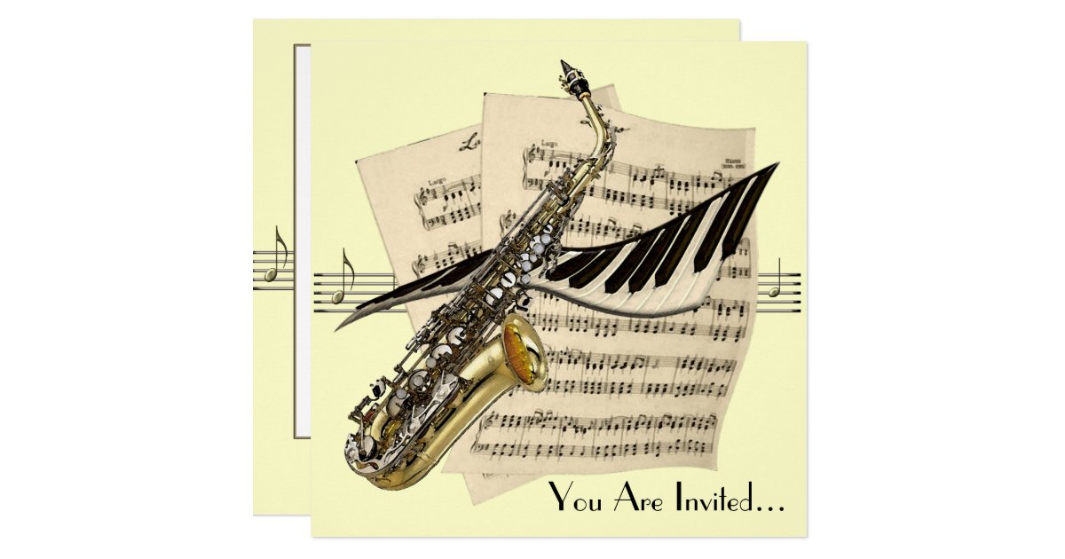 Saxophone Music Design Invitation Zazzle
