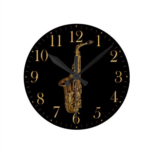 Saxophone Music Themed Wall Clock Zazzle