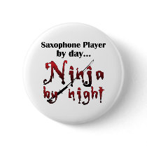 Saxophone Ninja Pinback Button