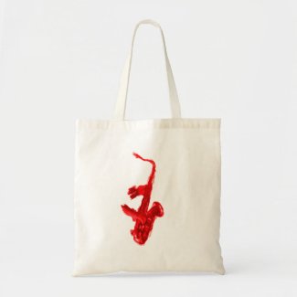 Saxophone painting, red version with red hands bag