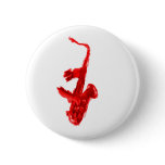 Saxophone painting, red version with red hands pinback buttons