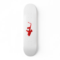 Saxophone painting, red version with red hands skate decks