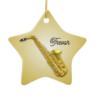 Saxophone Personalized Star Christmas Ornament