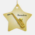 Saxophone Personalized Star Christmas Ornament
