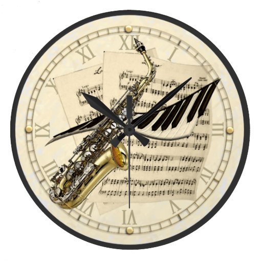 Saxophone & Piano Music Design Wall Clock Zazzle
