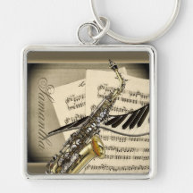 Saxophone & Piano Music Premium Keychain
