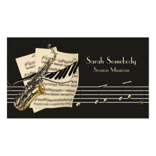 Saxophone & Piano Music Profile Card Business Card