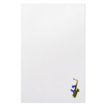 Saxophone played by two hands, blue and  yellow personalized stationery