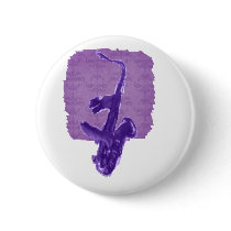 Saxophone played by two hands purple design button