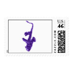 Saxophone played by two hands purple design postage stamp