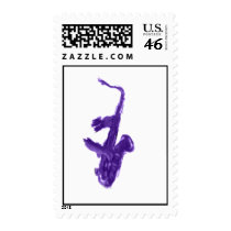 Saxophone played by two hands purple design postage stamp