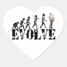 Saxophone Sax Evolution Musical Art Heart Stickers