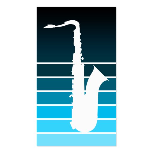 saxophone silhouette : blue fade business card templates (front side)