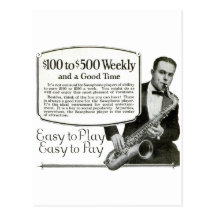 Saxophone Vintage Ad Post Card