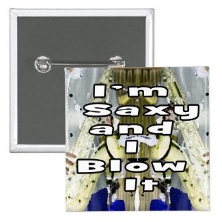 saxy and I blow it middle blue 2 double solid play Pinback Buttons