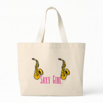 SAXY Girl Pink Saxophone Players Design Tote Bag