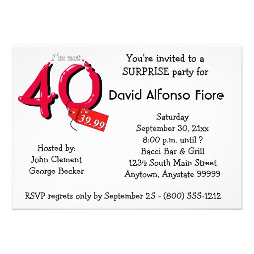 Say Goodbye To 39 A 40th Birthday Celebration Personalized Invitations