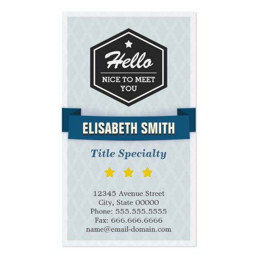 Say Hello and Nice to Meet You in Retro Style Business Cards (front side)