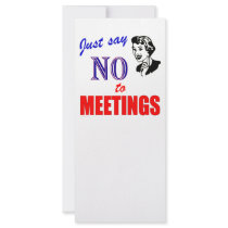 Say No to Meetings Office Humor Lady rack cards by AngelCityArt Say No to Meetings Office Humor Lady rack cards