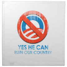 Say No To Obama 3 ruin Faded.png Printed Napkin