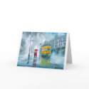 SAYING GOODBYE Tram oil painting rainy day card