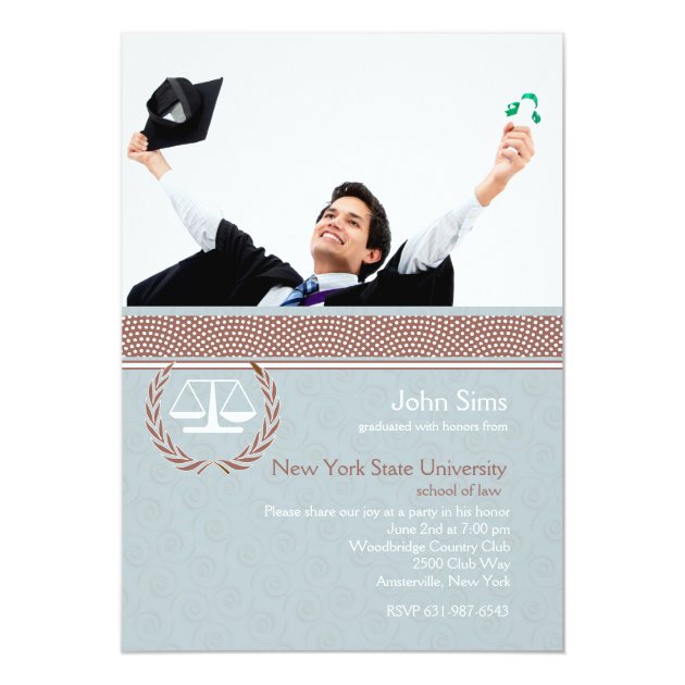 Scale of Justice Blue Swirl, Law School Invitation (front side)