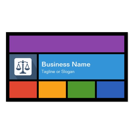 Scale of Justice Lawyer - Colorful Tiles Creative Business Card Templates (front side)