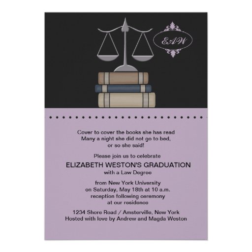 Scale of Justice Mauve, Law School Invitation (front side)