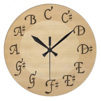 Scale of Music Notes with Sharps, Antique Look Wall Clock