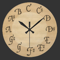 Scale of Notes with Sharps, Antique Look wall clocks
