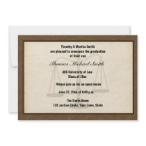 Scales of Justice, Brown, Graduate Annoucement Personalized Invite
