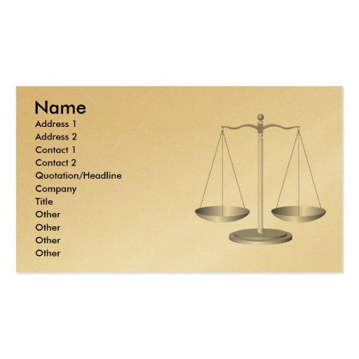Scales of Justice Business Card Templates