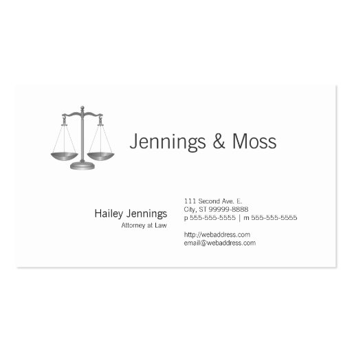 Scales of Justice Business Cards (front side)