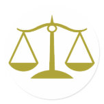 Scales of Justice - Gold Round Stickers