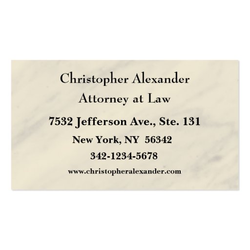 Scales of Justice Lawyer Business Card (back side)