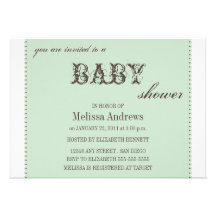 Scalloped Edge- green Invitation