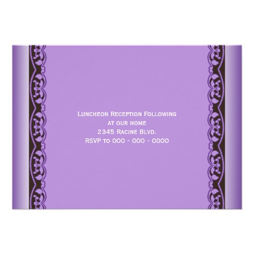 Scalloped Vines with Cross Purple Confirmation Invitations