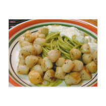 Scallops Seafood Pasta Food Dinner postcards